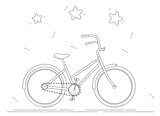 Bike coloring book. Black and white line drawing.