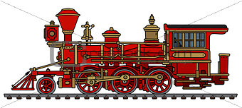 Vintage red american steam locomotive