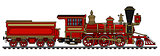 Vintage red american steam locomotive