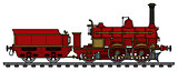Historical red steam locomotive