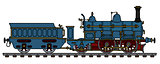 Historical blue steam locomotive