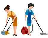 Two cleaning women