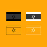 Flag of Israel set black and white icon .