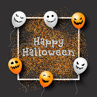Halloween confetti background with balloons
