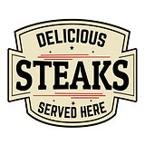 Delicious steaks label or icon