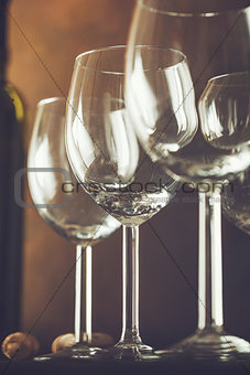 wine glass on wood