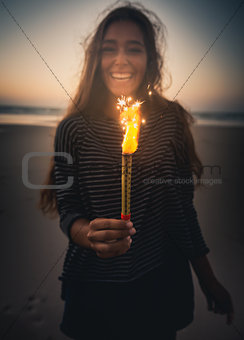 Girl with Fireworks