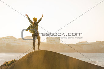Woman over the cliff