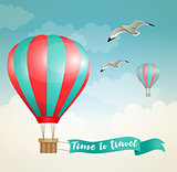 Air balloon and birds 