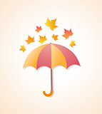 Umbrella and autumn leaves