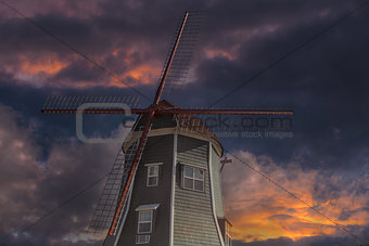 Dutch Windmill in Lynden Washington State at Sunset