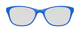 blue glasses on white background
