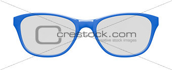 blue glasses on white background