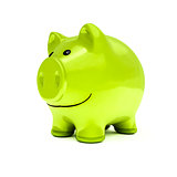 typical piggy bank in green color