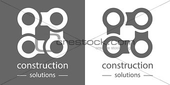 Universal technology logo in black and white background. Designed in modern minimalist style.