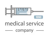 Syringe. Medical service. The modern design of the logos.