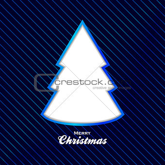 Christmas blue background with cut out tree