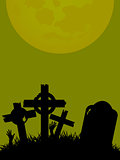 Halloween Background with tombstone cross and hands