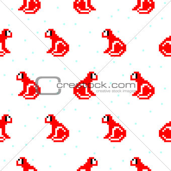 Red monkey cartoon pixel art seamless pattern.