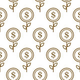 Dollar currency symbol floral abstract seamless pattern.