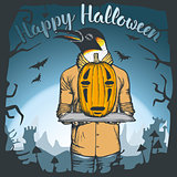 Vector illustration of Halloween penguin concept