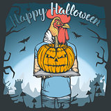 Vector illustration of Halloween rooster concept