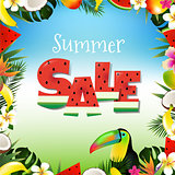 Summer Sale Poster With Toucan