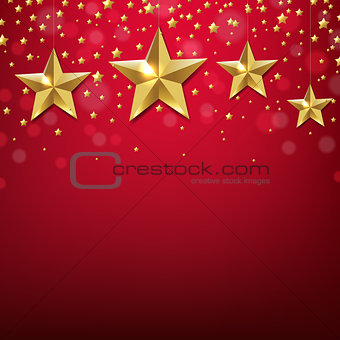 Golden Star Border With Red Background