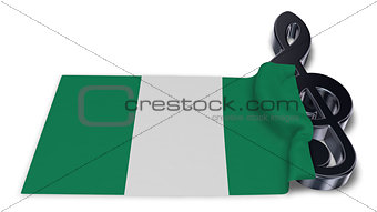 clef symbol symbol and flag of nigeria - 3d rendering