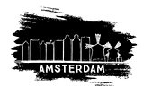Amsterdam Skyline Silhouette. Hand Drawn Sketch.