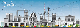 Berlin Skyline with Gray Buildings and Blue Sky.