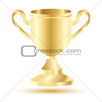 Golden Winner Cup Isolated on White Background.