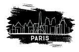 Paris Skyline Silhouette. Hand Drawn Sketch.