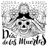 Mexican zentangle Dia de los Muertos text. Day of the Dead