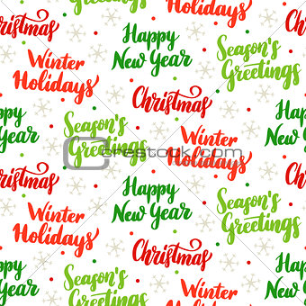 Christmas Holiday Lettering Seamless Pattern