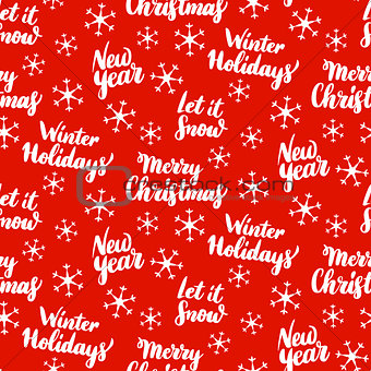 Christmas Lettering Seamless Pattern