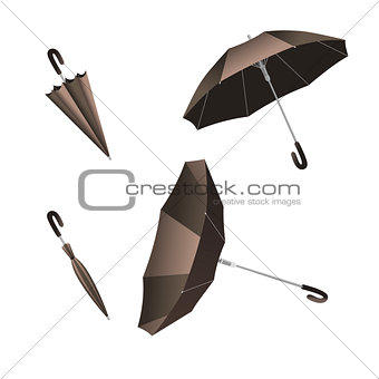 Isolated open and close umbrella. Inverted umbrella