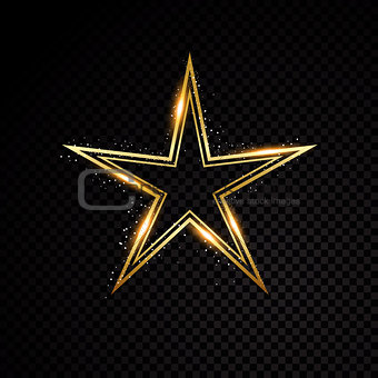 Vector star frame. Shining circle banner. Isolated on black transparent background. Vector illustration