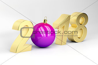 Number 2018 with Christmas ball 