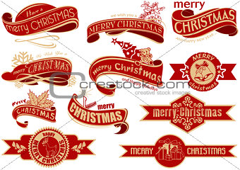 Red Christmas Banner Set