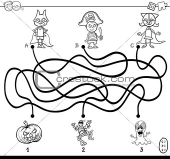 paths maze with kids coloring book