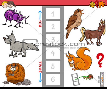 big and small animals cartoon activity game