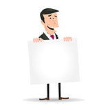 White Businessman Holding A Blank Sign