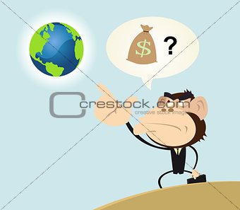 Gorilla Businessman Wanting to Make Money With Earth