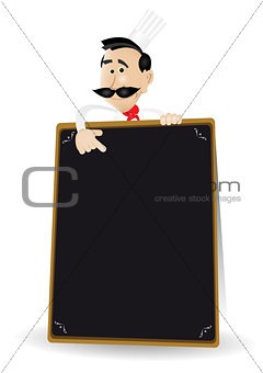 Chef Menu Holding A Blackboard
