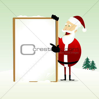 Merry Christmas : Happy Santa Claus Holding a Blank Sign