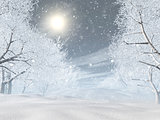 3D snowy winter landscape