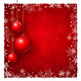 Christmas background with baubles and snowflakes