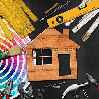 Work Tools and House - Home Improvement Concept