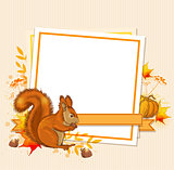 Autumn background with squirrel 